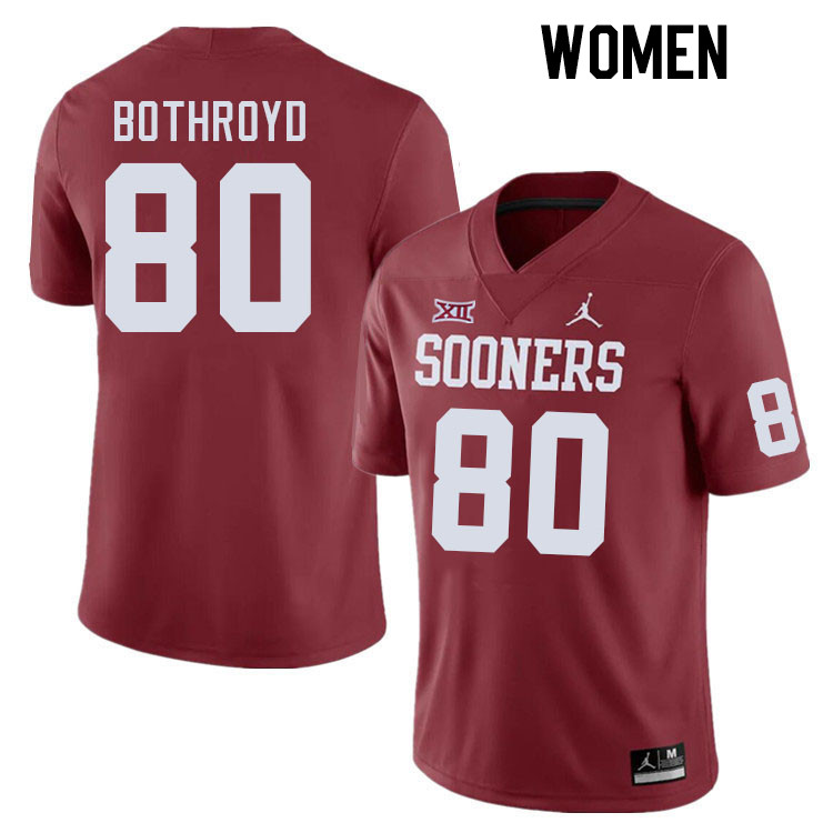 Women #80 Rondell Bothroyd Oklahoma Sooners College Football Jerseys Stitched-Crimson